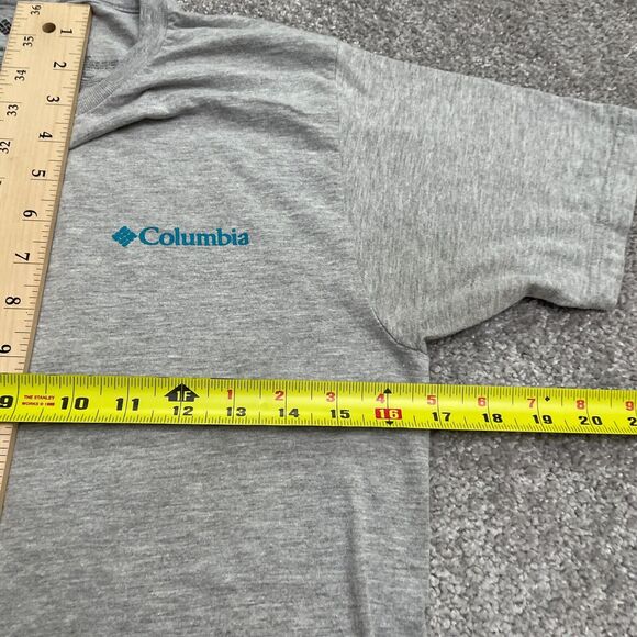 Columbia Graphic T-Shirt Men Small Gray Crew Neck Short Sleeve Cotton Casual Tee - Picture 7 of 12